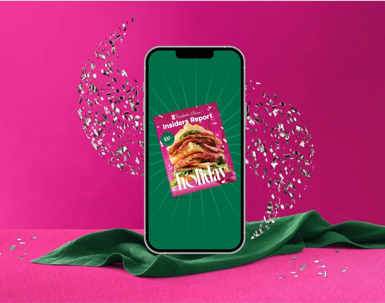 Spakrles swirl around a smartphone screen which displays PC Insiders report magazine and red PC Optimum points float around the device.